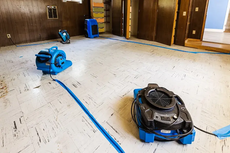 Structural drying underway in a home in a San Gabriel Valley home