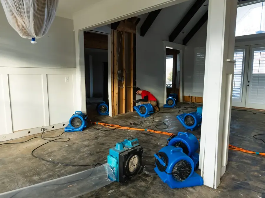 Restoration equipment drying a water damaged San Marino home
